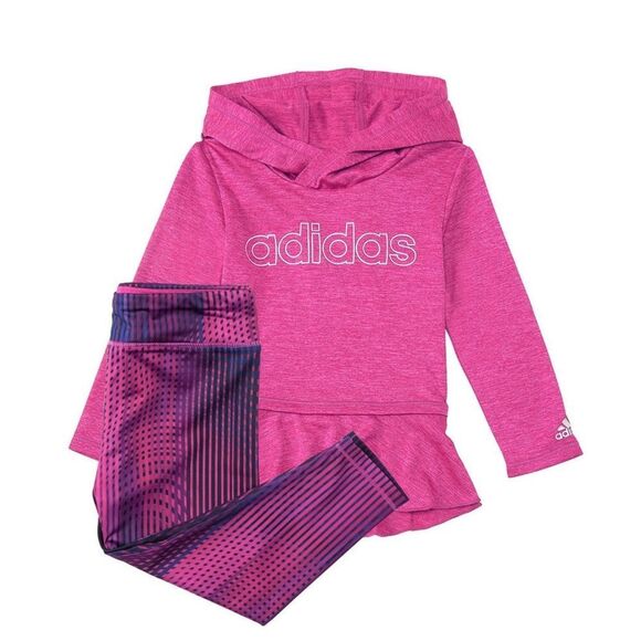 New! ADIDAS Toddler Girls 2-Piece Set Top & Pants Leggings Pink Long Sleeve 2T - Picture 2 of 3